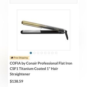 COFIA by CONAIR Titanium 1-inch Prof Flat Iron